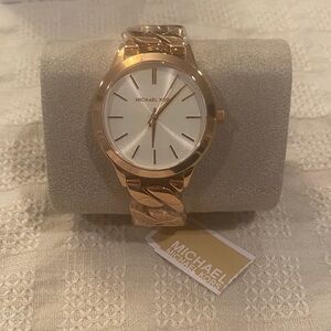 NEW Michael Kors Rose Gold tone ladies Watch with White Dial MK 7473